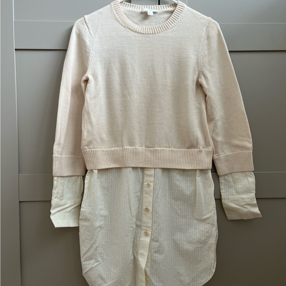 COS Cream Layered Crew Neck Sweater